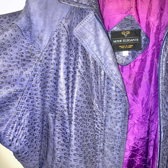 Vintage Mode Elegante Purple Leather Jacket - Picture 2 of 7